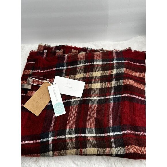 Stitch Fix LOOK Fall  Infinity Scarf Maroon Plaid Weave NEW With Tags Soft - Picture 2 of 7